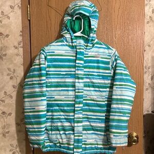 The North Face Insulated Winter Jacket Girls XL Hooded Brianna ICE Fast Striped